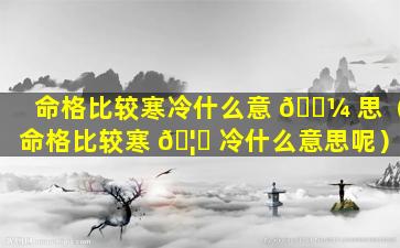 命格比较寒冷什么意 🌼 思（命格比较寒 🦄 冷什么意思呢）